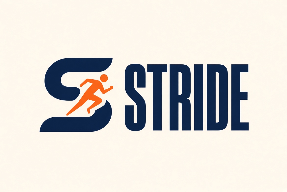 Stride running path and wordmark